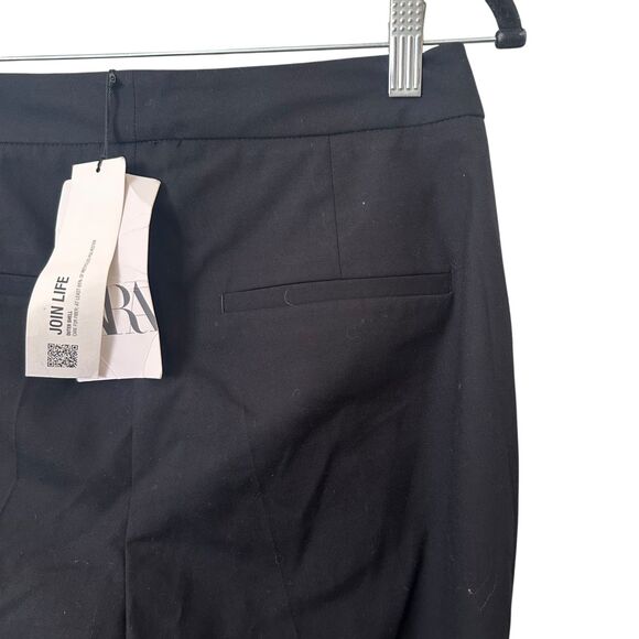 ZARA Pleated Ankle Trouser Black NWT Sz 4 - Picture 4 of 5